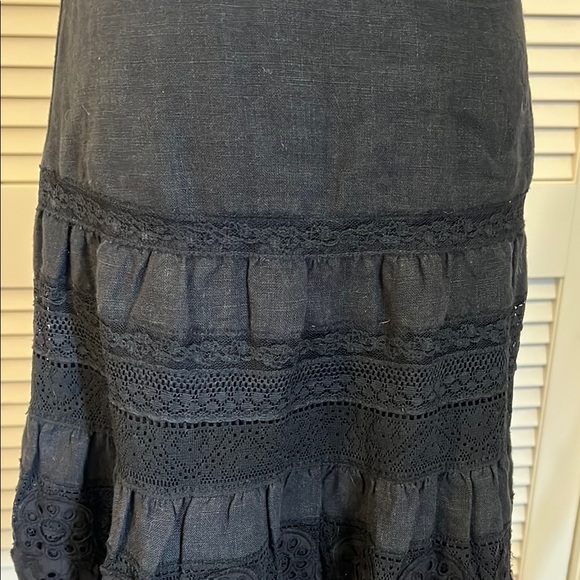 Sundance Linen Noonday To Nightfall Black Lace Midi Skirt - Picture 2 of 6